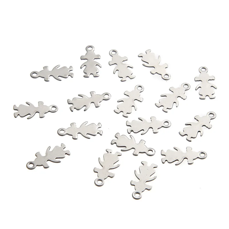 20pcs/bag 16x8mm Stainless Steel Metal Girl Kids Charms Pendants for Necklace Bracelets Earrings Jewelry Making DIY Findings