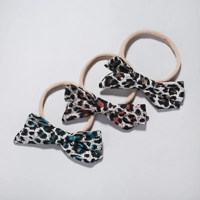 1pcs Fashion Leopard Hair Bow Elastic Hair Band Printed Hairband Floppy Hair Bow Kids Hair Accessories