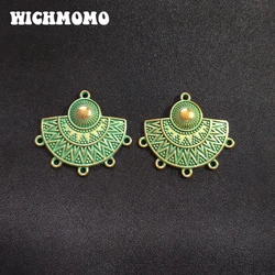 35MM Linker 5pcs Sector Eye Retro Patina Plated Zinc Alloy Green Charms Connector for DIY Jewelry Accessories PJ009