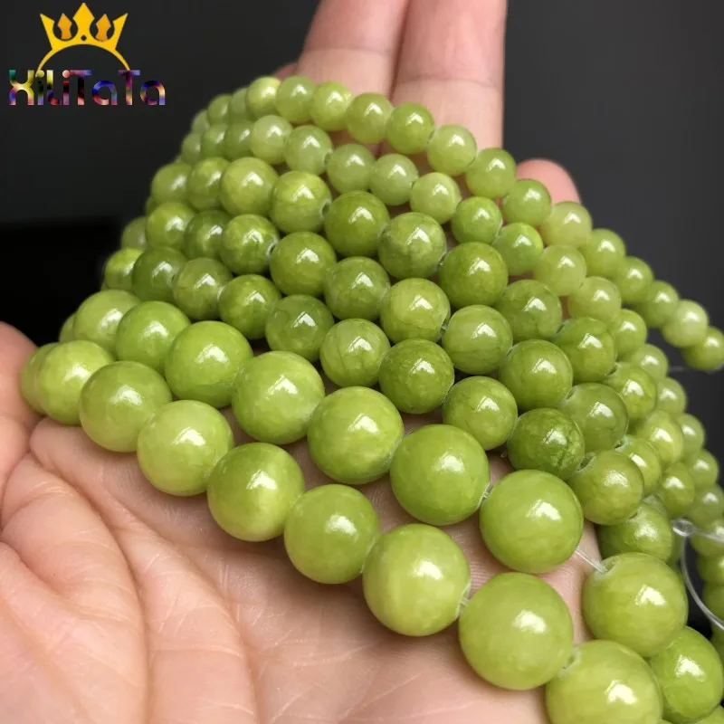 Natural Stone Beads Lemon Green Jades Round Loose Spacer Beads For Jewelry Making 6/8/10mm DIY Handmade Bracelets 15''Strand