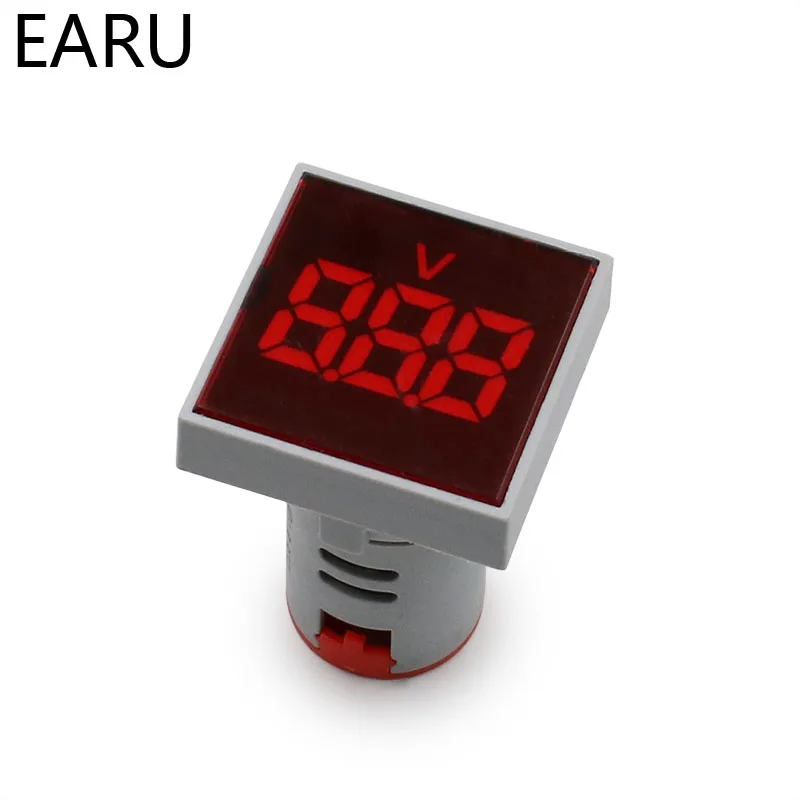 22mm Square DIY Mini Digital Voltmeter AC 12-500V Volt Voltage Tester Meter Monitor Power LED Indicator Pilot Lamp Light Display