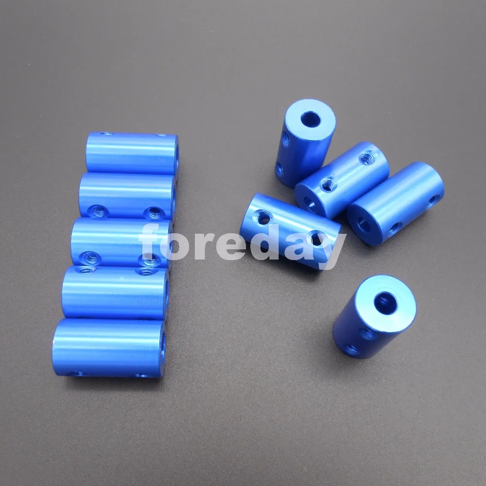 NEW 10PCS 6.35 to 8mm  Aluminum alloy Coupling Coupler L: 25mm Out-Dia:14mm Coupler BLUE *FD314X10