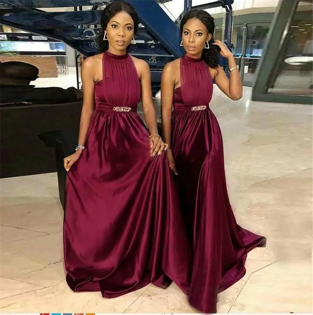 

2019 Burgundy Bridesmaid Dress African Nigeria Summer Country Garden Formal Wedding Party Guest Maid of Honor Gown Plus Size