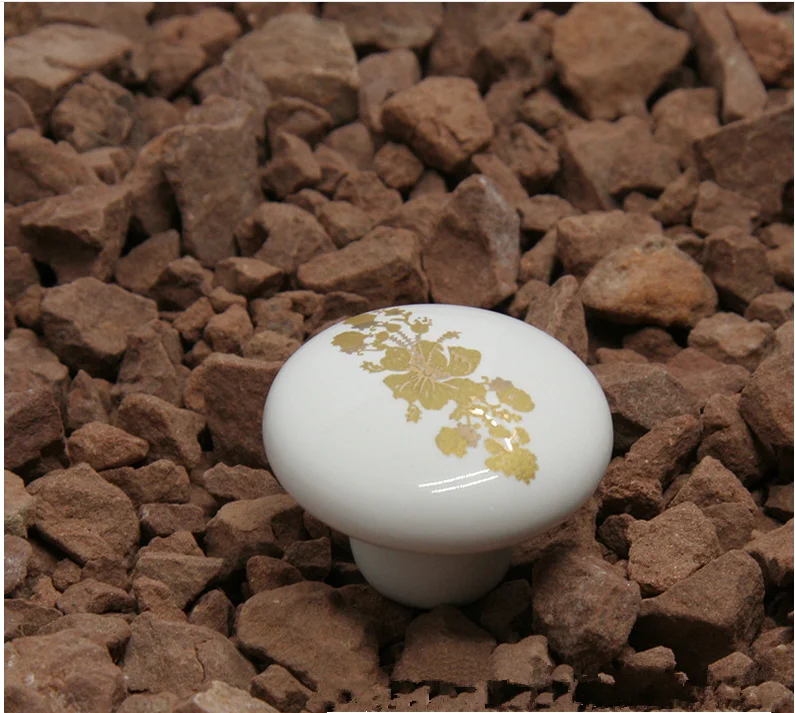 38mm Ceramic Round Single Knobs Cupboard Drawer Pull Kitchen Cabinet Door Wardrobe Furniture Hardware Handles 1PCS