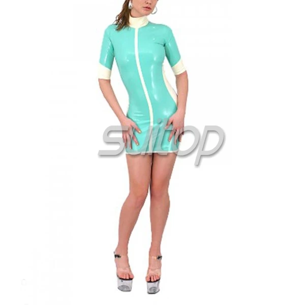 100% handmade latex uniform dress RUBBER SUITOP