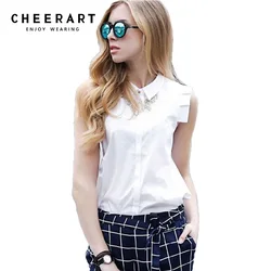 Clearance!!! 100% Cotton Sleeveless Women Blouse Summer Style Shirt Women White Blouse Female Top Ladies Office Shirts For Women