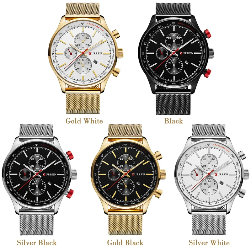 Fashion CURREN Watches Mens Top Brand Luxury Chronograph Stainless Steel Quartz Watch Men Clock Male Wristwatch relojes hombre