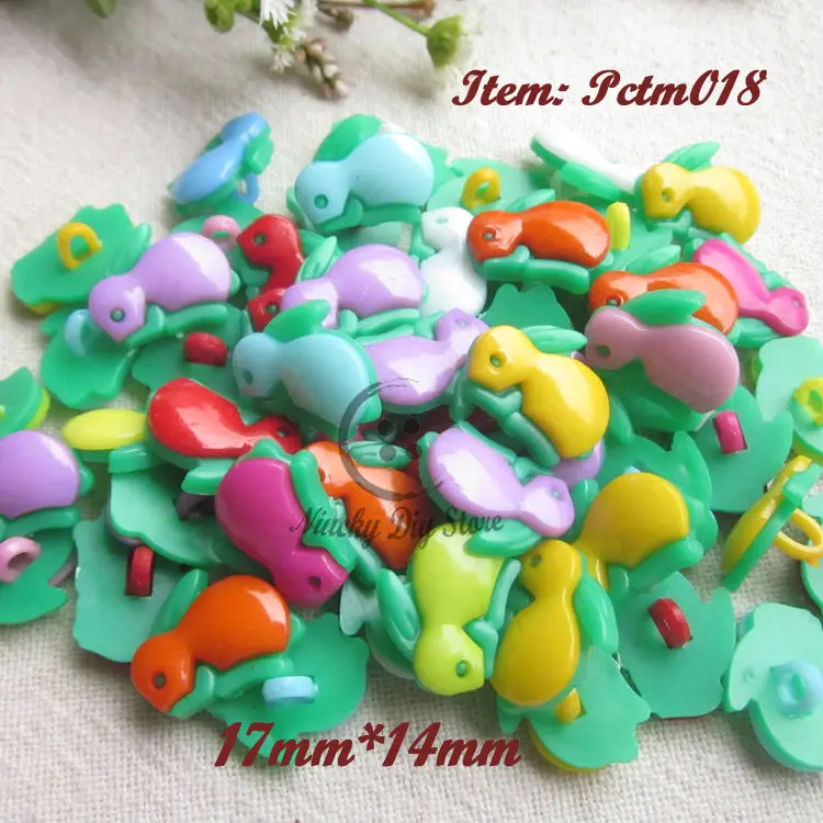 120pcs Green background color rabbit buttons bionic decorative buttons sewing crafts child hair jewlery accessories wholesale