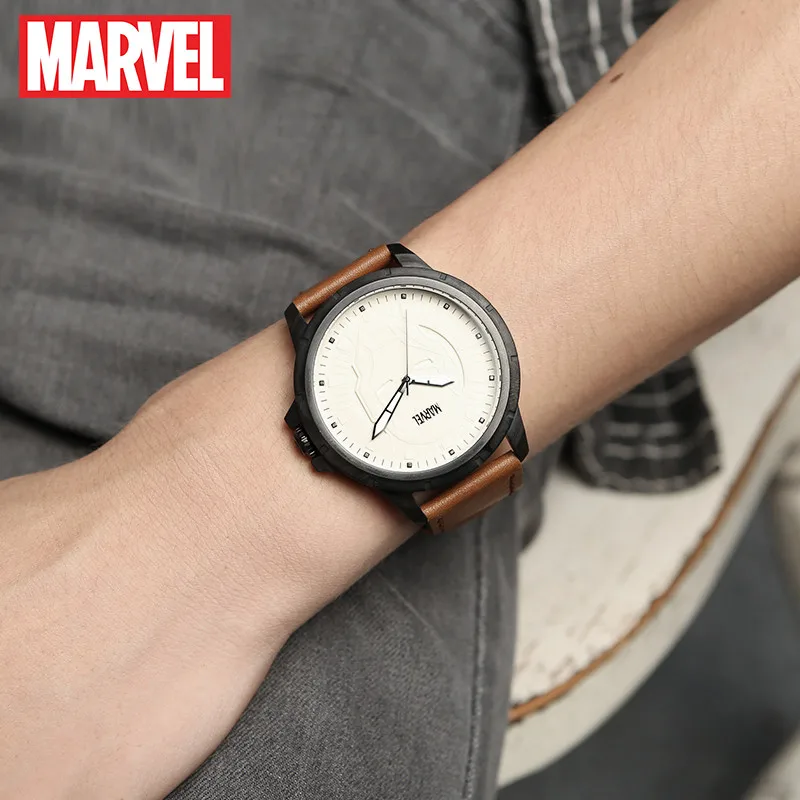 authorize original Marvel Avengers Iron mann QUARTZ WATCH  Waterproof  MEN Watches LEATHER  Male Luxury M-9020