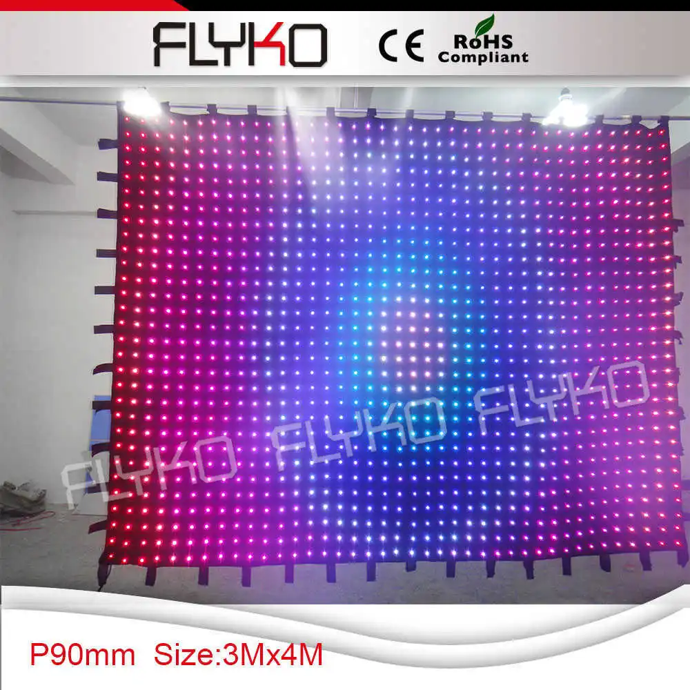 

5mm pixel high brightness FLYKO LED stage backdrop video cloth P9 3x4m