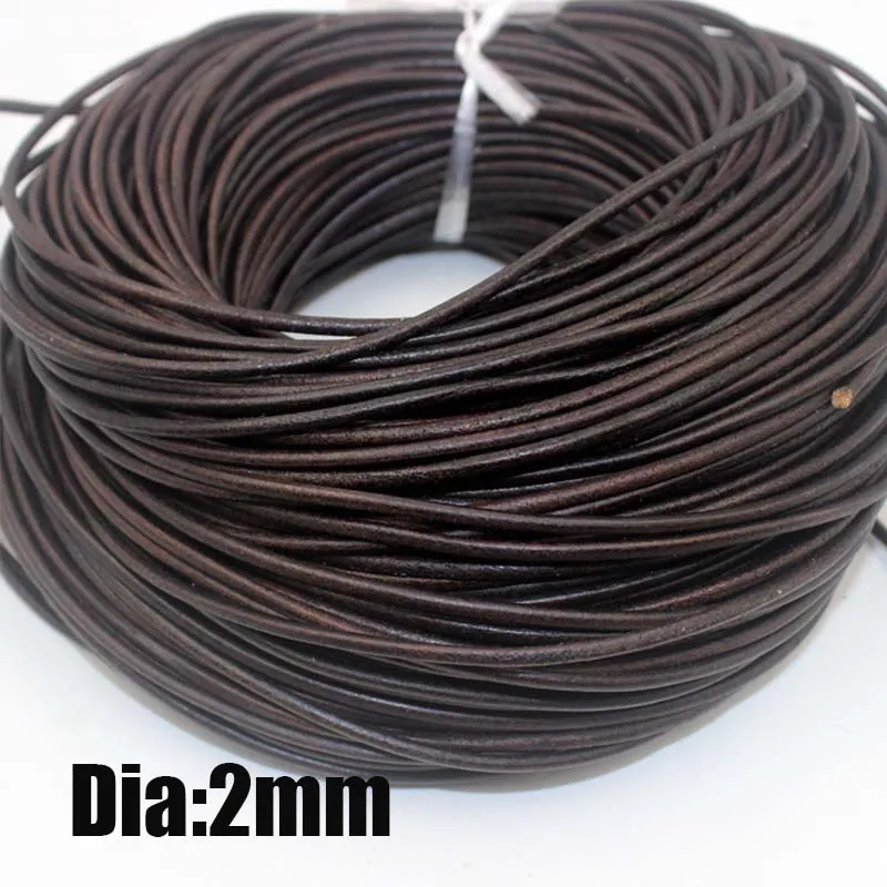 2 Meter hochwertiges Retro-Lederband aus echtem Leder, 1,5–10 mm, runder/flacher Strang, Rindsleder-Seil, passend für Halsketten, Armbänder, DIY-Schmuck