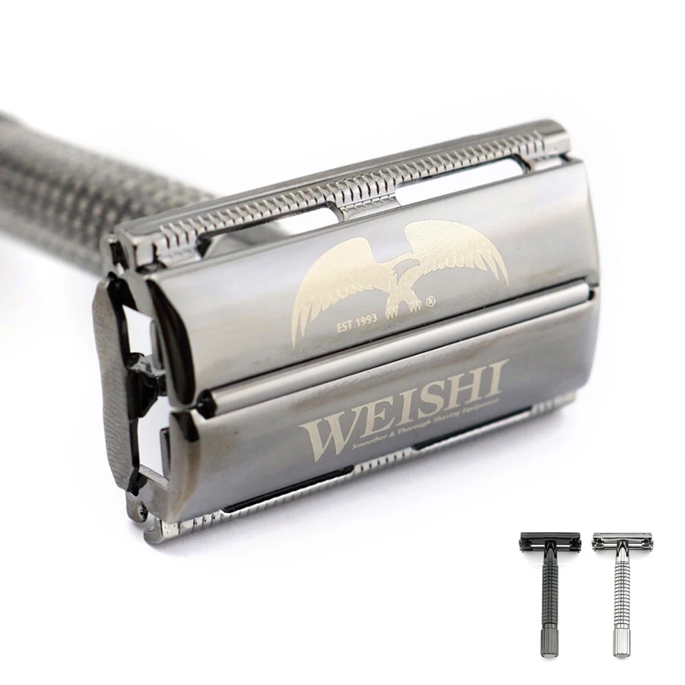 Butterfly Safety Razor WEISHI Brass material Gun color 9306-C or  Black Travel pouch Stainless steel mirror Top quality NEW