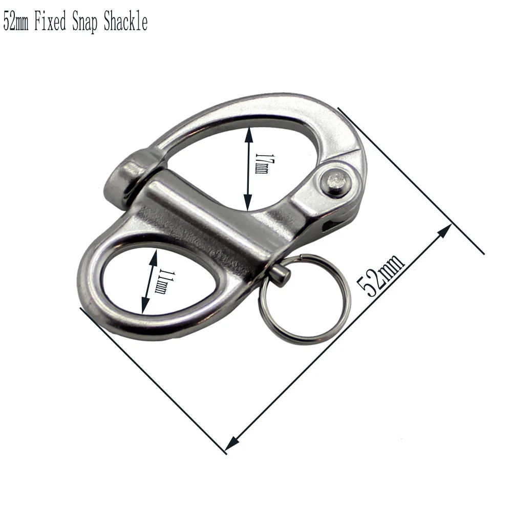 

52mm Stainless Steel Fixed Snap Shackle Quick Release Fixed Shackles with Round Ring Marine Boat Rigging Hardware 10pcs