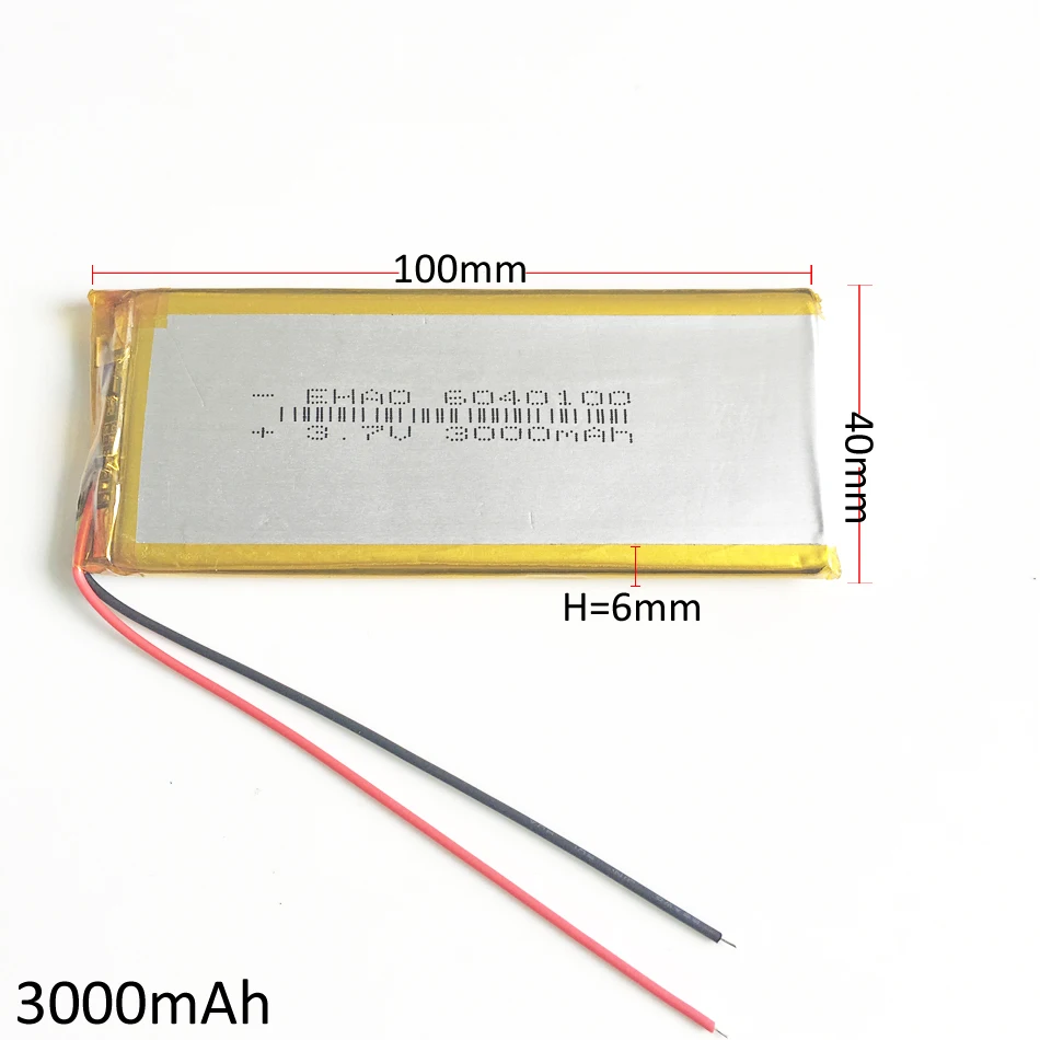 3.7V 3000mAh 6040100 polimerowa litowo-LiPo akumulator do tabletu z systemem MP3 GPS DVD moc lampy laptopa