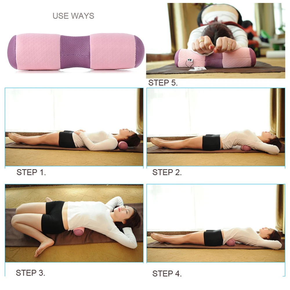 Multifunctional Yoga Waist Neck Back Pillow Rebound Breathable Memory Foam Yoga stick Cervical Pain Release Pillow 38*10cm