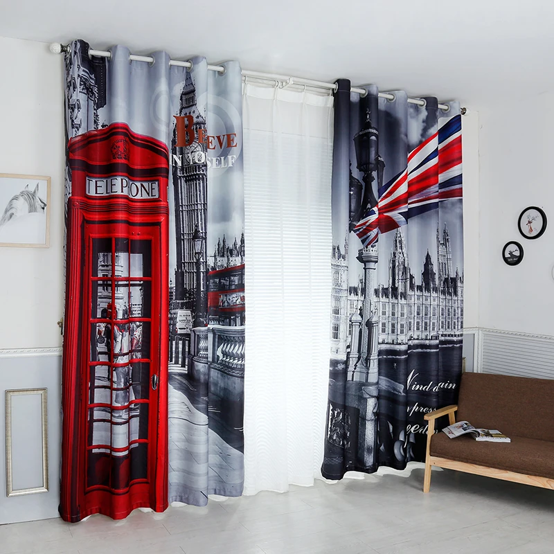 Streetscape Oil Style European Pattern 3D Curtain for Bedroom Custom Thickened Curtains for Room Accept your size