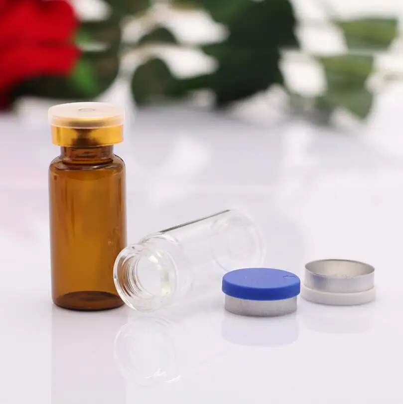 1000pcs/lot 10ml clear glass vials with flip off caps & rubber stoppers, 1/3 oz injection glass bottle