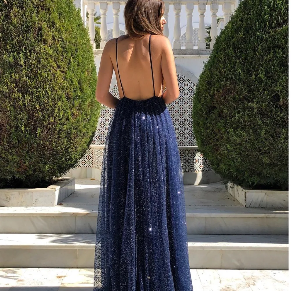 2019 Nuovo Abiti Da Sera Cinghie di Spaghetti Senza Maniche Backless Più Il Formato UNA Linea di Abiti di Promenade Su ordine Occasioni Speciali Dress