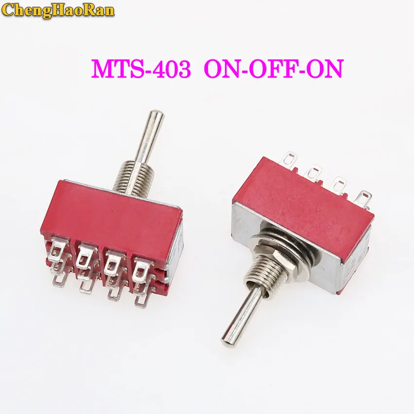 ChengHaoRan 1pcs MTS-403 On-Off-On Mini Miniature Toggle Switch 3 Position 4PDT Rocker Switch 12 pin 2A250V/5A125VAC