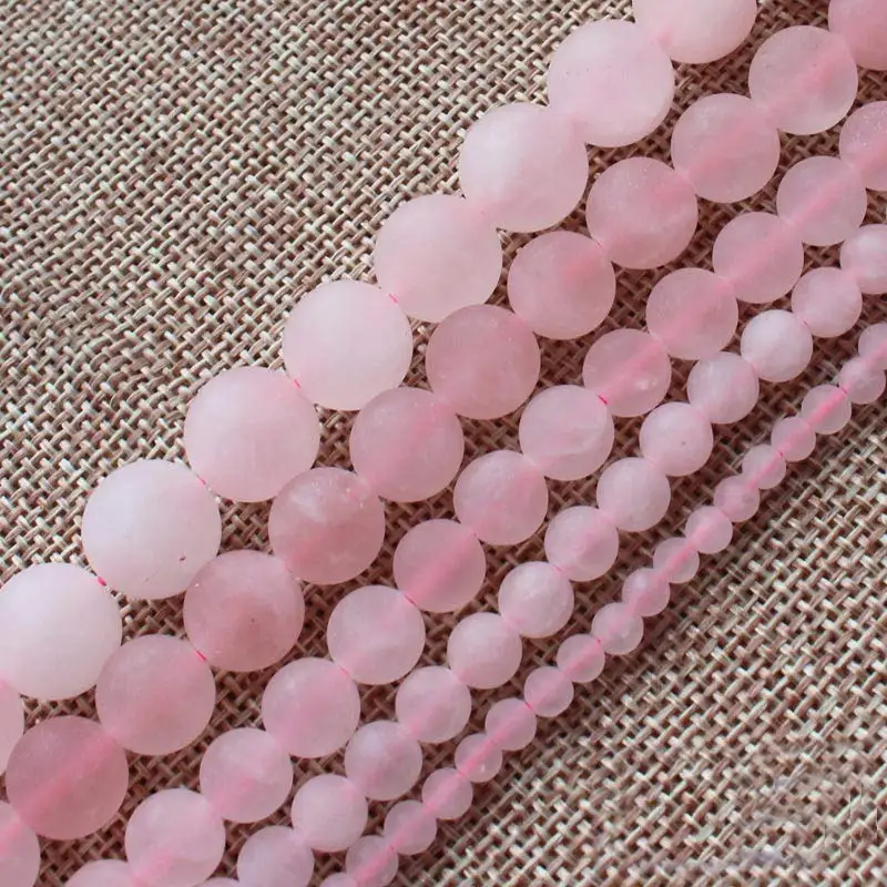 

Frost Natural Rose Quart Round Beads15"/38cm,For DIY Jewelry making ,provide mixed wholesale for all items !