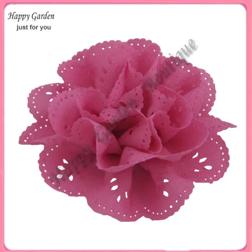 Gratis verzending! 50 stks/partij 8 cm diameter 5 kleuren hollow chiffon stof bloemen kan mix