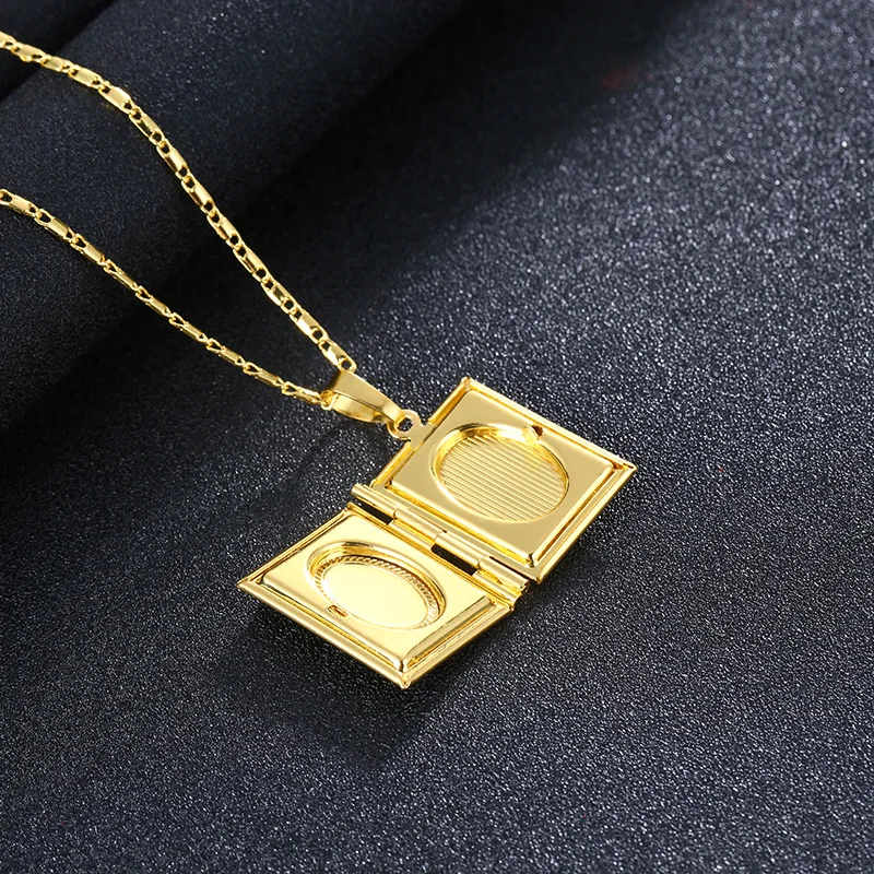 Gold Color Islam Allah Muslim Necklace Quran Koran Book openable Box Pendant With Chain Muhammad Religion Jewelry Gift