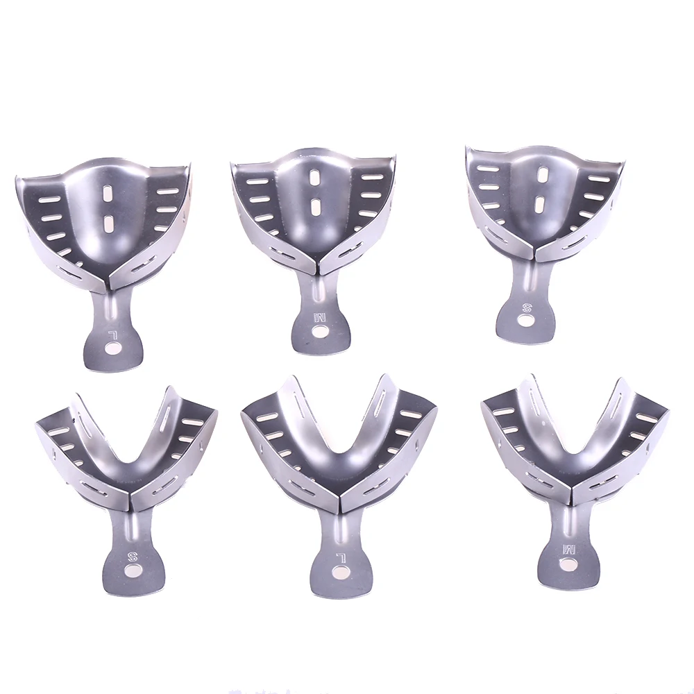 6 pcs/box Dental Adjustable Trays Stainless Steel Impression Trays Autoclavable Dental Teeth Tray Dentist Tools Dental Trays