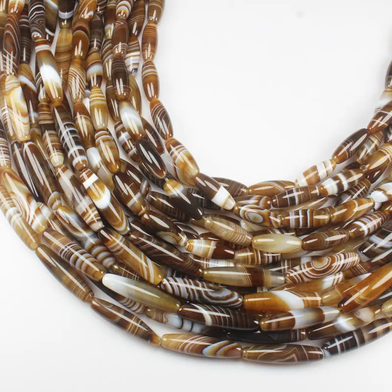 Oliva rice 6x12mm 15x45mm Botswana Agates Persia Sardonyx onyx Coffe stripe Natural stone Oval DIY Loose Beads 15\