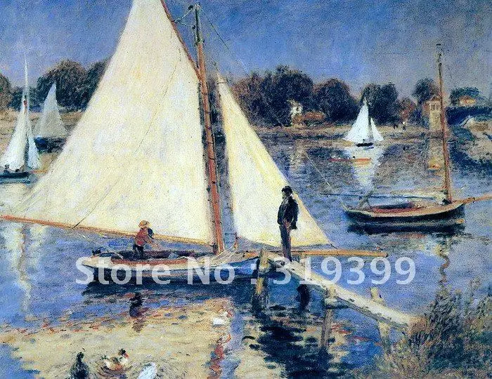 

100% handmade Pierre Auguste Renoir Oil Painting Reproduction on linen canvas,sailboats at argenteui,free shipping, top quality