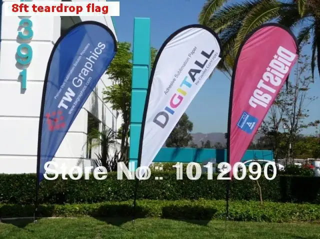 Free Shipping 8ft Tall Teardrop Flag Banner with Custom Printed Flag Outdoor Advertising Flying Flags Wind Beach Flags 90X200CM