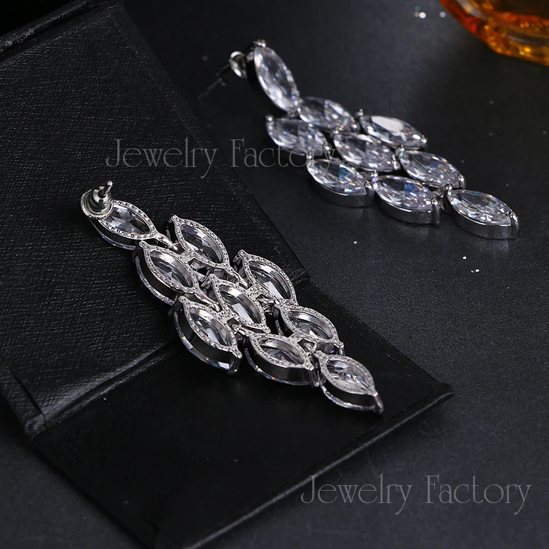 Emmaya Fashion Luxury Bride Wedding Earrings 9 pcs CZ Simulated   Cubic Zirconia White Gold Color Engagement Jewelry Party Gift