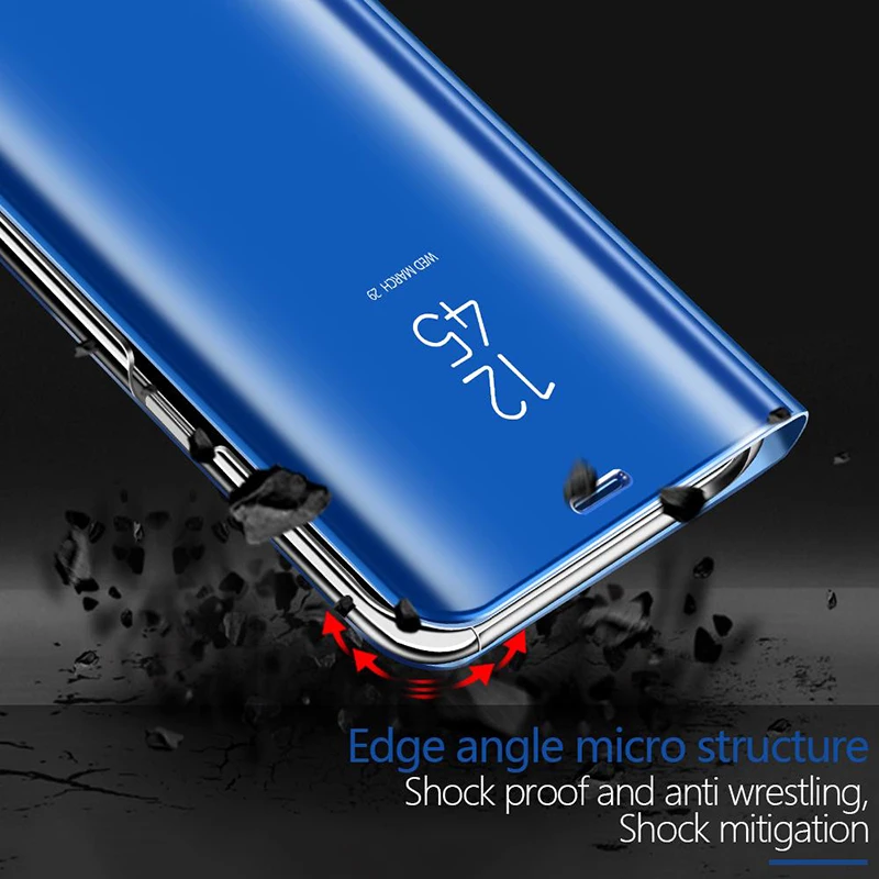 Smart View Mirror Flip Case For Samsung Galaxy S25 S24 S23 FE S22 Ultra S21 S20 A14 A54 A15 Note 20 10 9 8 Leather Phone Cover