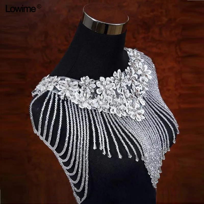 Râu Trắng Tinh Thể Bolero Appliques Cưới Bọc Cưới Bolero Sản Xuất tại Trung Quốc Cưới Phụ Kiện Dạ Hội Bolero Khăn Choàng