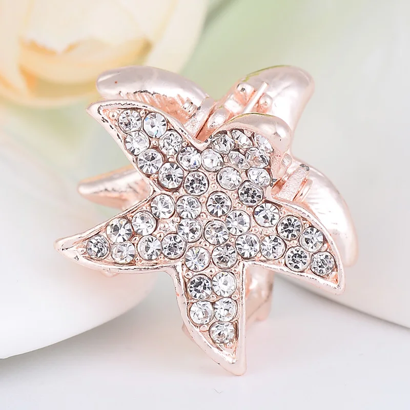 EASYA 2022 New Hair Accessories Fashion Sparkling Rhinestone Crystal Starfish Hair Crab Claw Women Girls Hairwear Ornaments