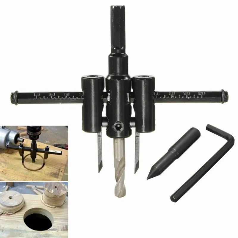 30mm-120mm/200mm Adjustable Metal Wood Circle Hole Saw Drill Bit Cutter Kit DIY Tool