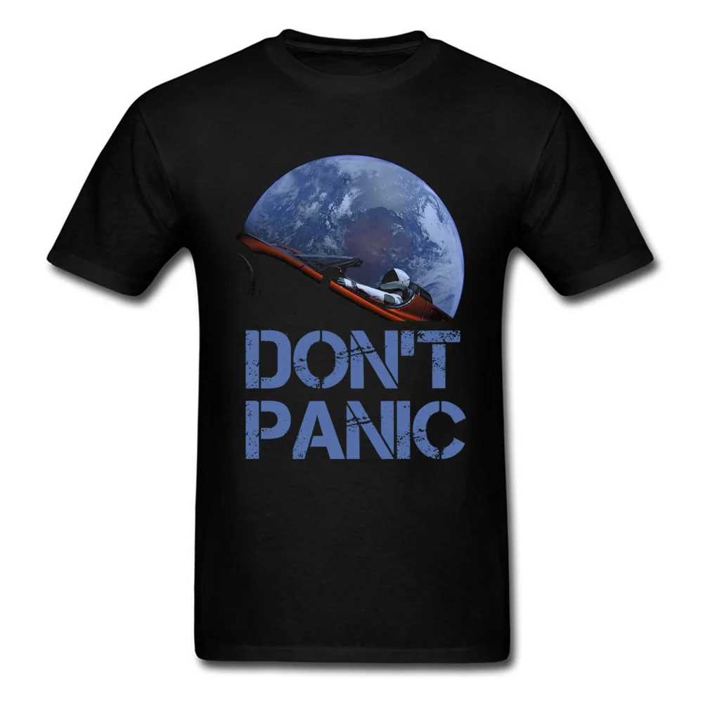 Novelty Occupy Earth SpaceX Starman T Shirt Man 100% Cotton Elon Musk Space X T-Shirt Summer Camiseta Mens Tshirt Don\'t Panic