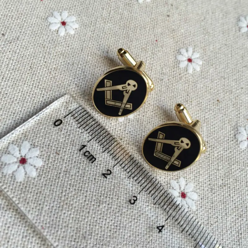 Oval Shape Masonic Cufflinks Square and Compass Freemason Cuff Link the Blue Lodge Enamel Sleeve Button Masons