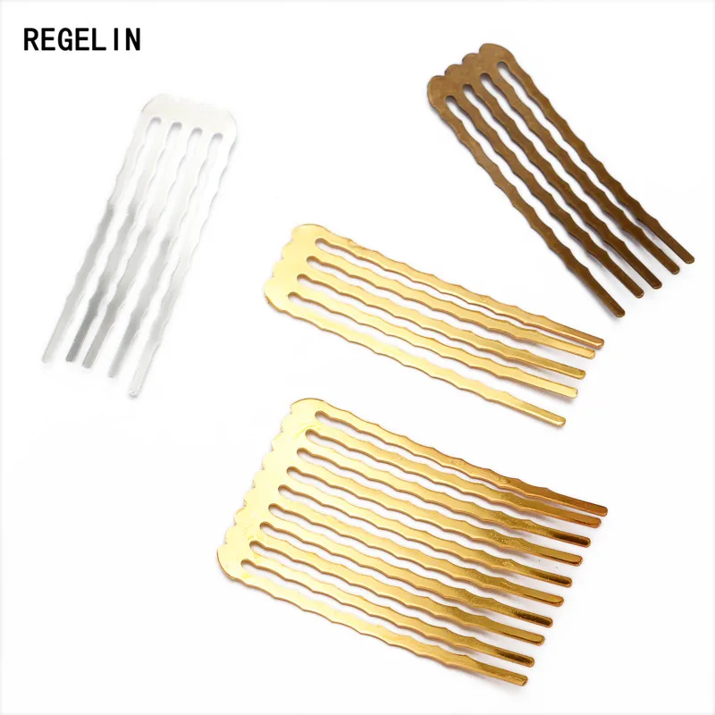 REGELIN 10pcs/lot 50mm 5/10/13teeth Copper Comb Hair Jewelry Making Finding Charm Women Hairs Findings Barrettes Retro Headwear