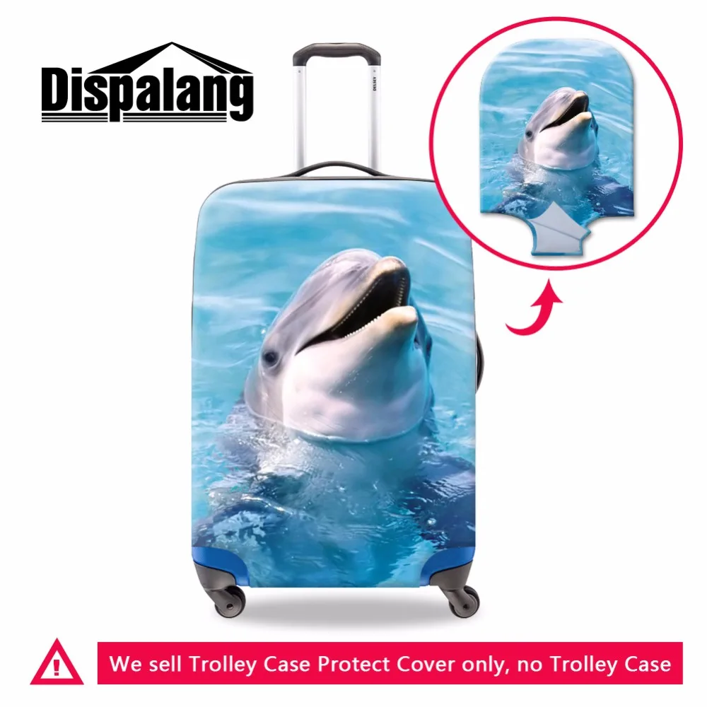 Dolphin Printing Thick Elastic Luggage Protective Covers For Girls Women Outdoor Travel Dustproof Waterproof Suitcase Cover