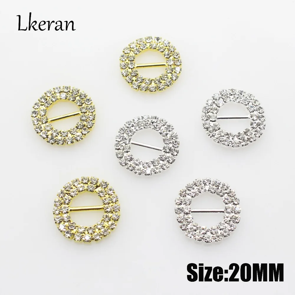 Fashion 10Piece 20mm Mini Double row round Rhinestone buckles (Pole10mm) Crystal slide buckle Manual DIY hair Ribbon accessoryes