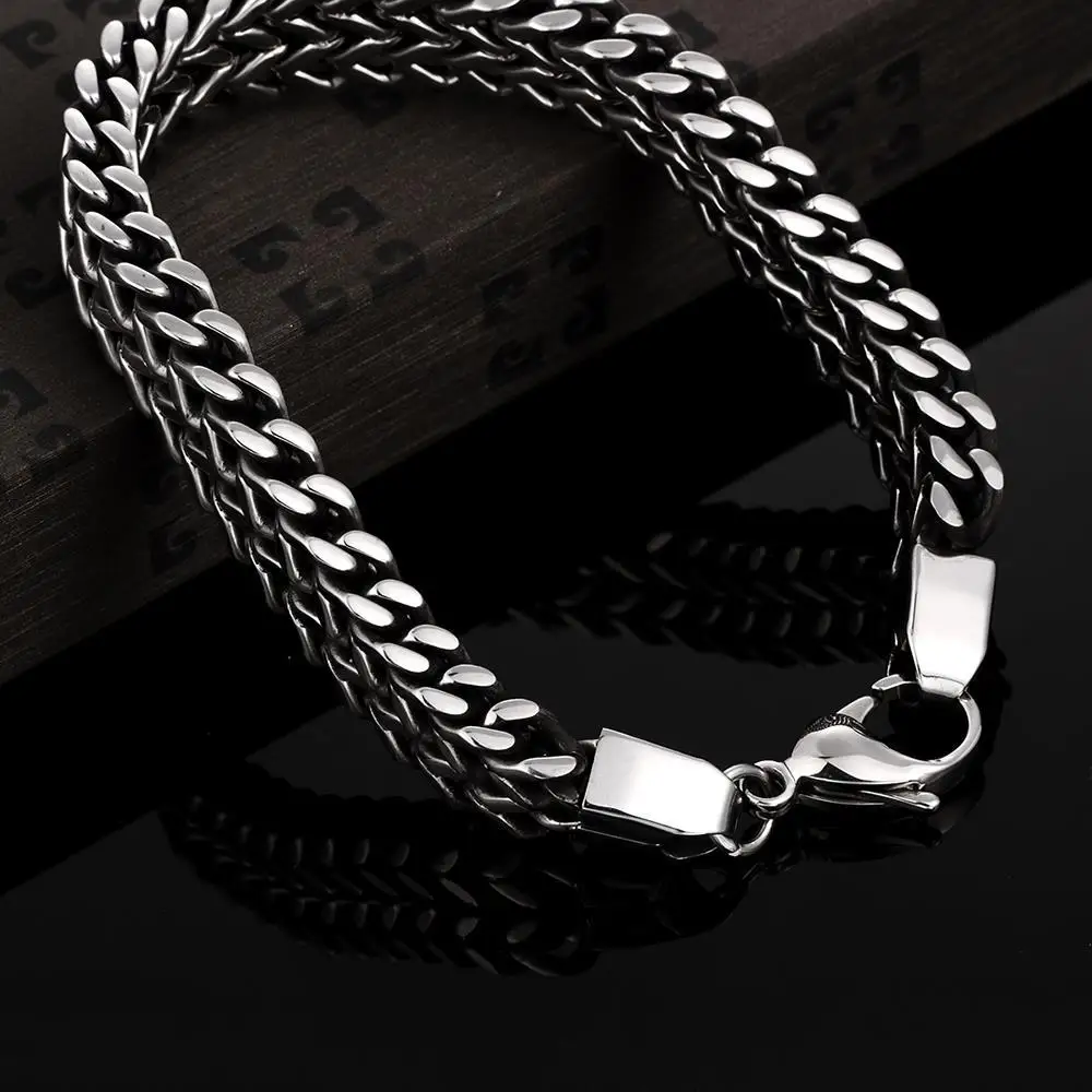 Geometric Design Men Chain & Link Bracelet With Lobster Clasp,Titanium Steel Figaro Ancient Maya Classic  Gift