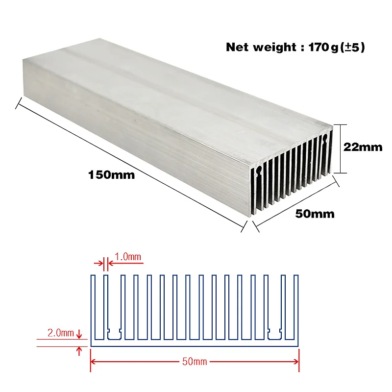 150X50 Heatsink Radiator Aluminium Heat Sink Pendingin Dingin Cocok LED Transistor Modul IC Daya PBC Disipasi Panas untuk Chip LED