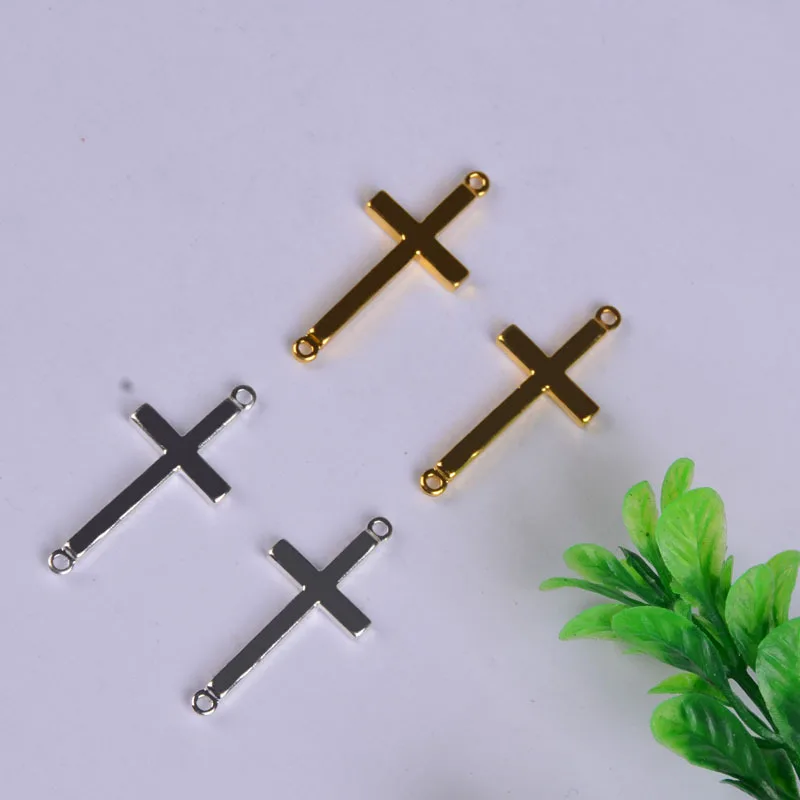 29*13mm 50pcs Copper Material Silver color simple cross charms with two hole for necklaces connector Pendant for DIY Jewelry