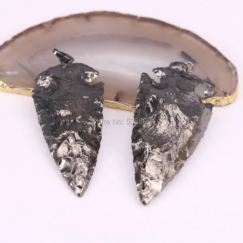 6pcs Fashion  stone Arrow Pendant Charms, Gunmetal Black Plated Arrow Jewelry