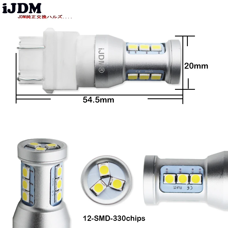 iJDM 6000K White Canbus 3157 LED 3357 3457 T25 LED Bulbs For Daytime Running Lights, DRL For 2011 and up Jeep Grand Cherokee 12V