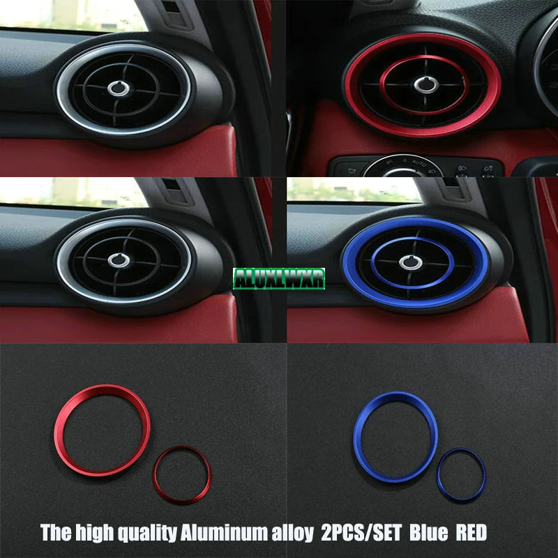 

Car-styling Red Dashboard Side Air Vent Outlet Cover Trim Ring 4pcs for Alfa Romeo Giulia 2017 2018 Car Accessories Automobiles