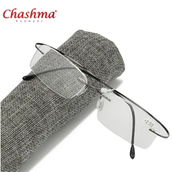 CHASHMA Super light Folding Light Flexible Memory Titanium Rimless Reading Glasses 1.0 1.5 1.75 2.0 2.5 2.75 3.0 Oculos de grau