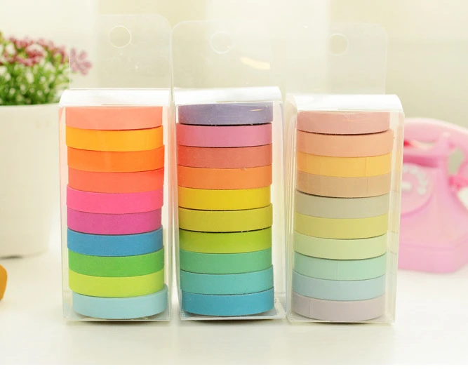 10pcs/set Wholesales art Home Colorful Tape Set Masking Tape Scrapbook Decorative Paper Adhesive Tools Sticker DIY