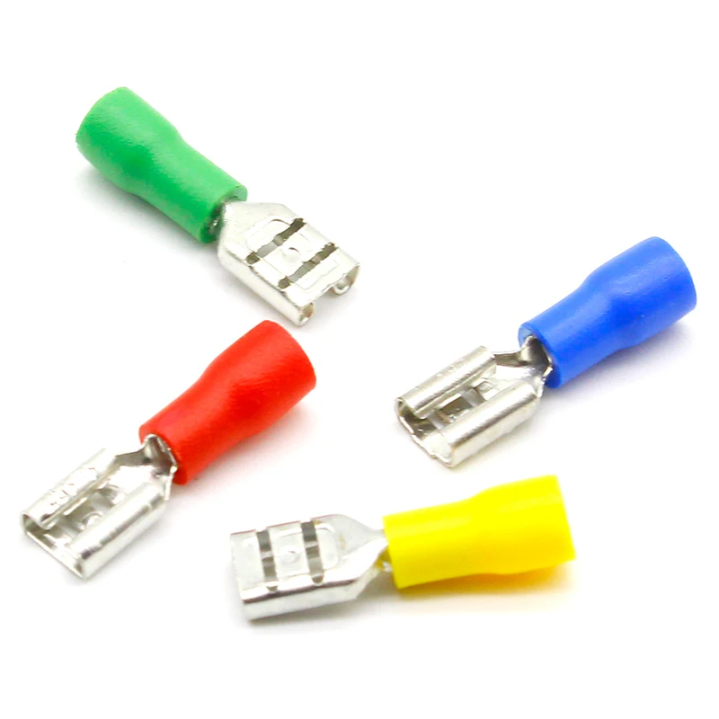 FDD1-187 Female Insulated Electrical Crimp Terminal for 22-16 AWG Connectors Cable Wire Connector 100PCS/Pack FDD1.25-187 FDD