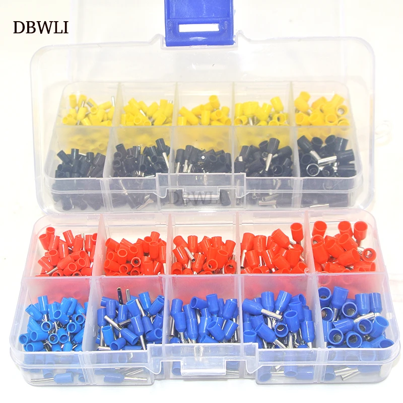 380pcs AWG22-14 Cord Pin End Terminal Kit Set Wire Copper Tubular  Ferrule Crimp Connector E0508 E7508 E1008 E1508 E2508